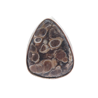 925 Sterling Silver Vintage Real Fossil Modernist Ring Size 10