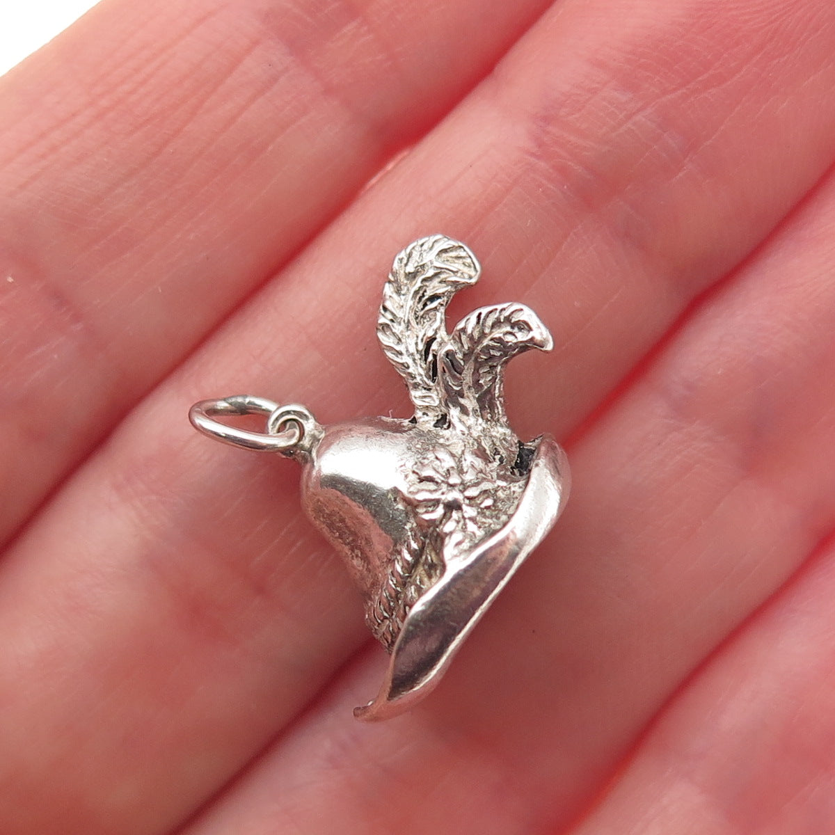 800 Silver Vintage European Policeman's Helmet 3D Mini Charm Pendant
