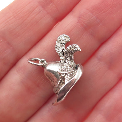 800 Silver Vintage European Policeman's Helmet 3D Mini Charm Pendant
