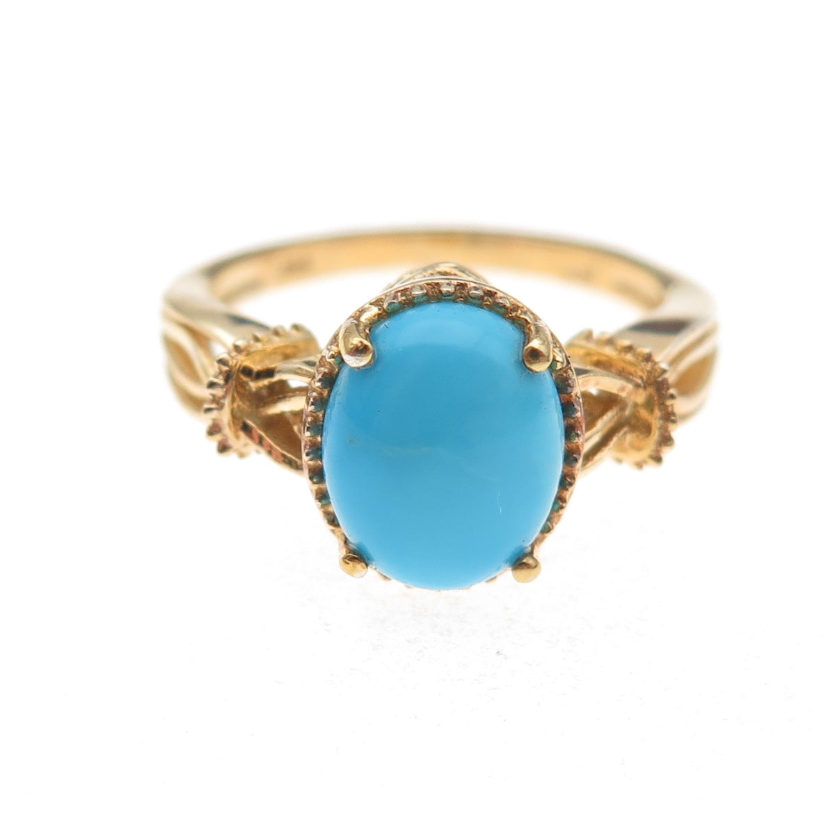 Chuck Clemency 925 Sterling Silver Gold Plated Real Turquoise Ring Size 8.25