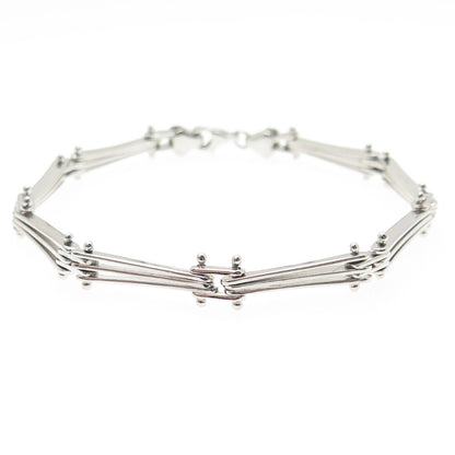 925 Sterling Silver Gate Link Bracelet 7"