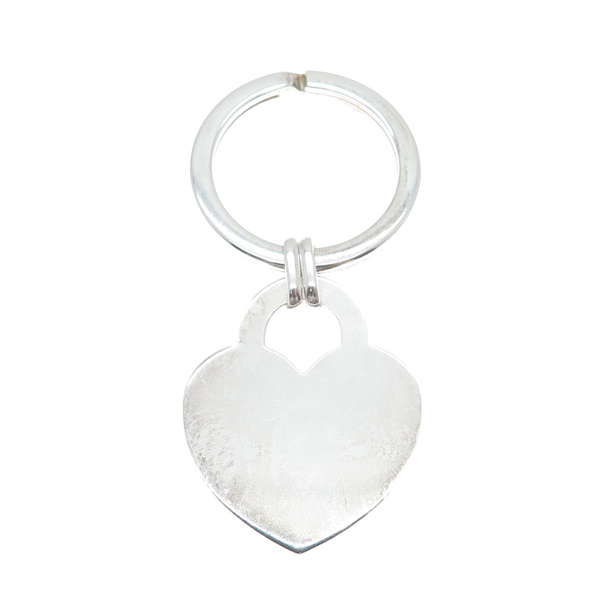 925 Sterling Silver Vintage Heart Tag Key Fob Ring Holder