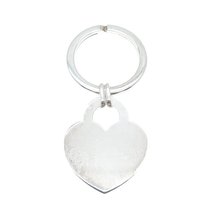 925 Sterling Silver Vintage Heart Tag Key Fob Ring Holder