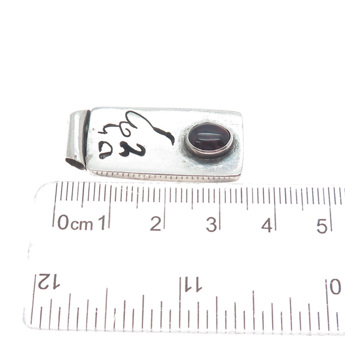 SS GALLERY WL Sterling Vintage Real Tourmaline Chinese Character Slide Pendant