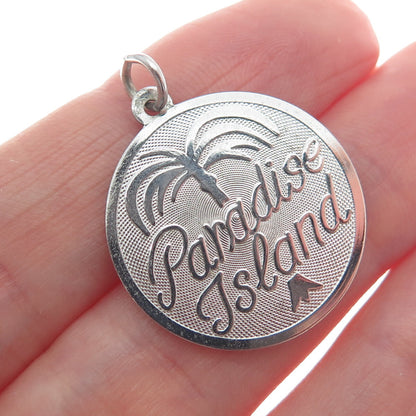 REMBRANDT RJL 925 Sterling Silver Vintage Paradise Island Round Charm Pendant