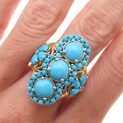 Chuck Clemency 925 Sterling 2-Tone Real Sleeping Beauty Turquoise Ring Size 8.25