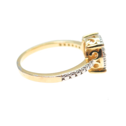 DBJ DEE BERKLE Sterling Silver Gold Plated Real Round-Cut Diamond Ring Size 6.25
