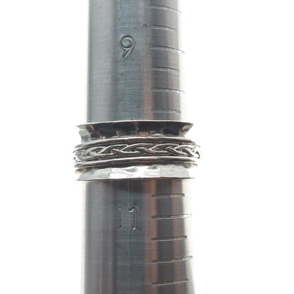 ATI 925 Sterling Silver Vintage Mexico Wicker Hammered Band Ring Size 10.5