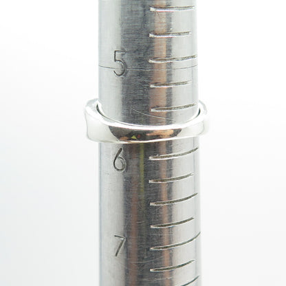 SUN 925 Sterling Silver Real Round-Cut Diamond Bypass Ring Size 5.75
