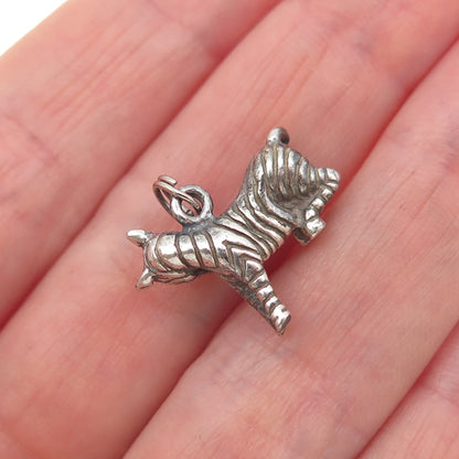 925 Sterling Silver Vintage Zebra Oxidized 3D Mini Charm Pendant