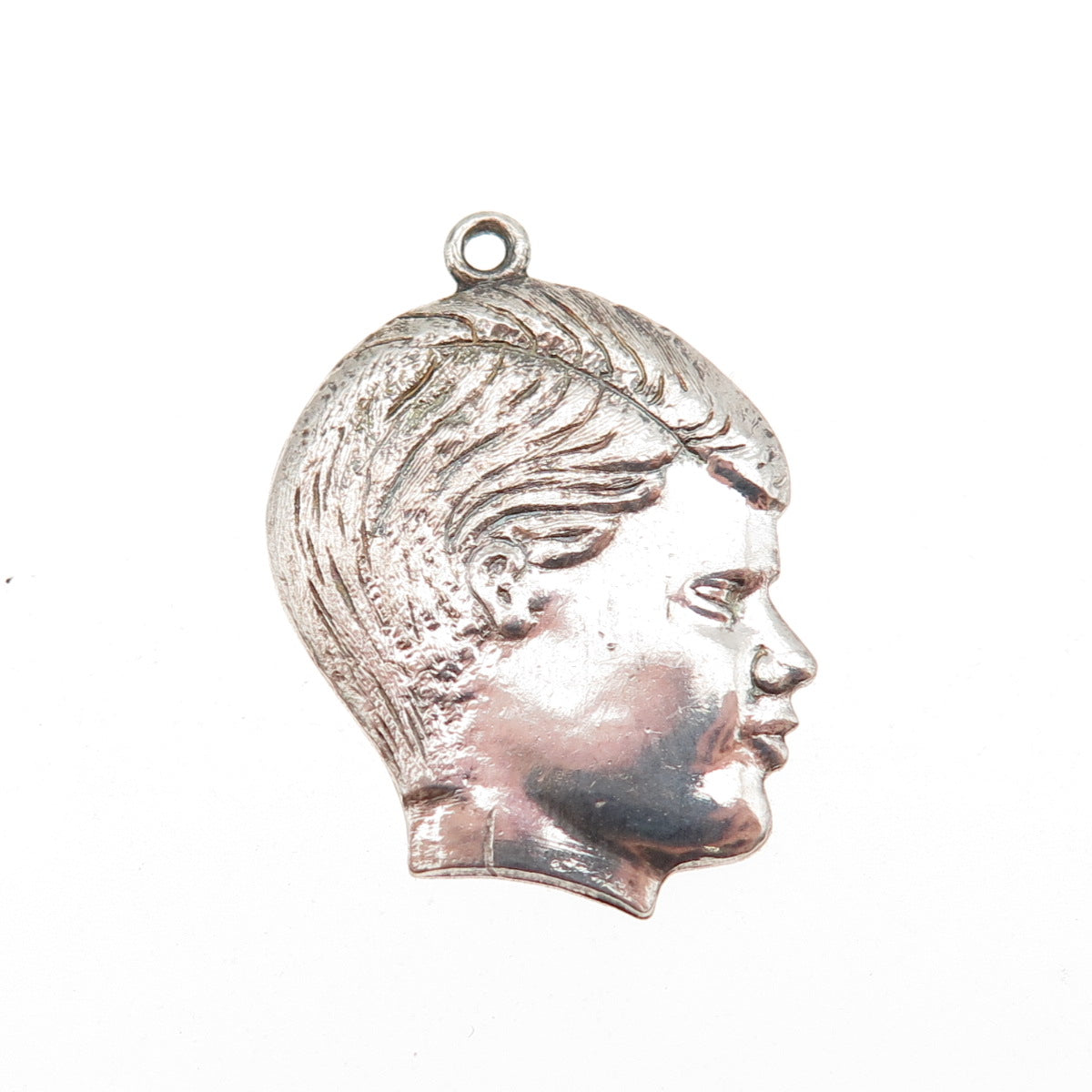 925 Sterling Silver Vintage Boy Profile Mini Charm Pendant