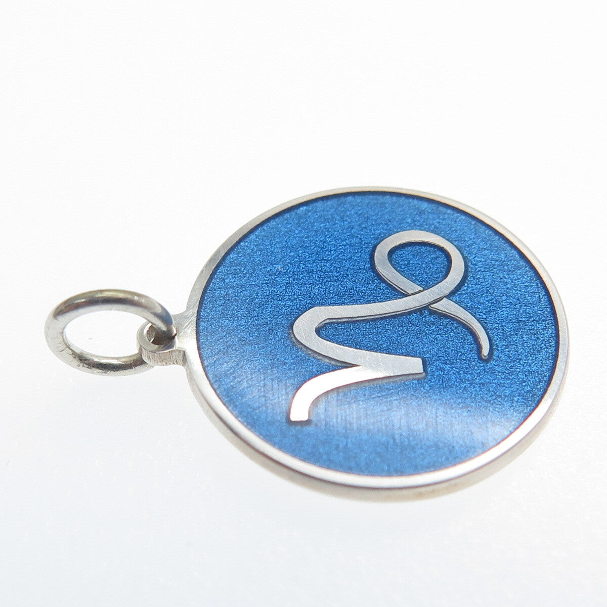 925 Sterling Silver Blue Enamel Capricorn Zodiac Sign Minimalist Charm Pendant