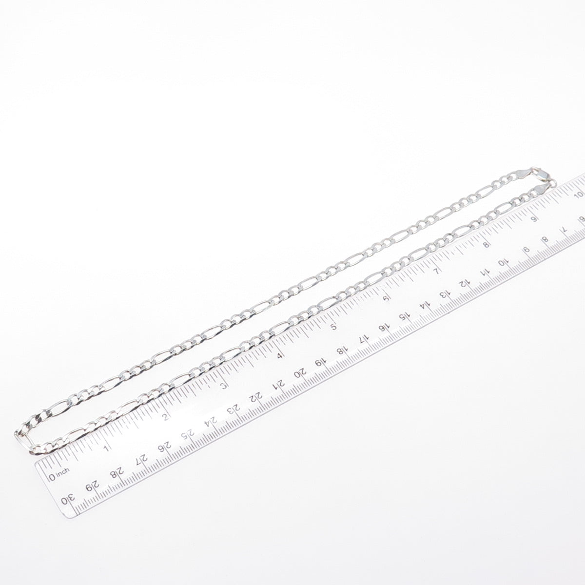 925 Sterling Silver Vintage Italy Figaro Chain Necklace 20"