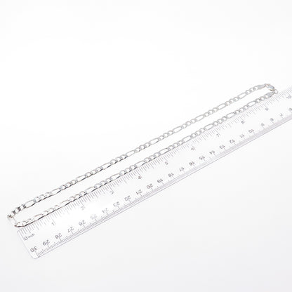 925 Sterling Silver Vintage Italy Figaro Chain Necklace 20"