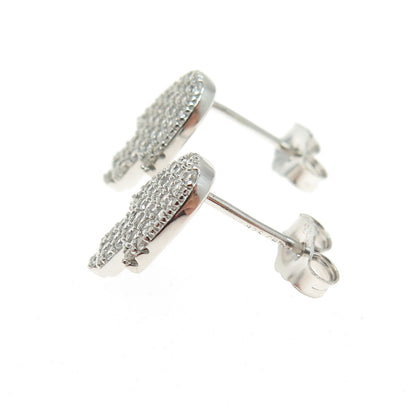 925 Sterling Silver Round-Cut C Z Sparkle Hamsa Stud Earrings