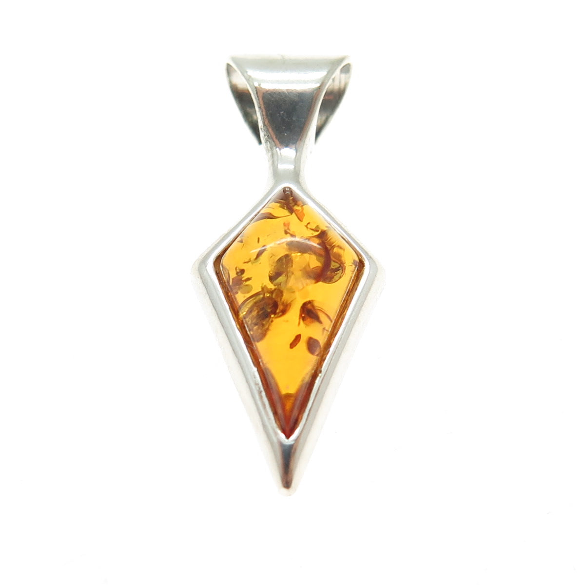 925 Sterling Silver Vintage Real Amber Arrow Pendant