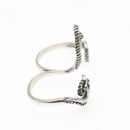 Carolyn Pollack Sterling Silver Vintage Adjustable 2-Finger Ring Size 10.5 / 11