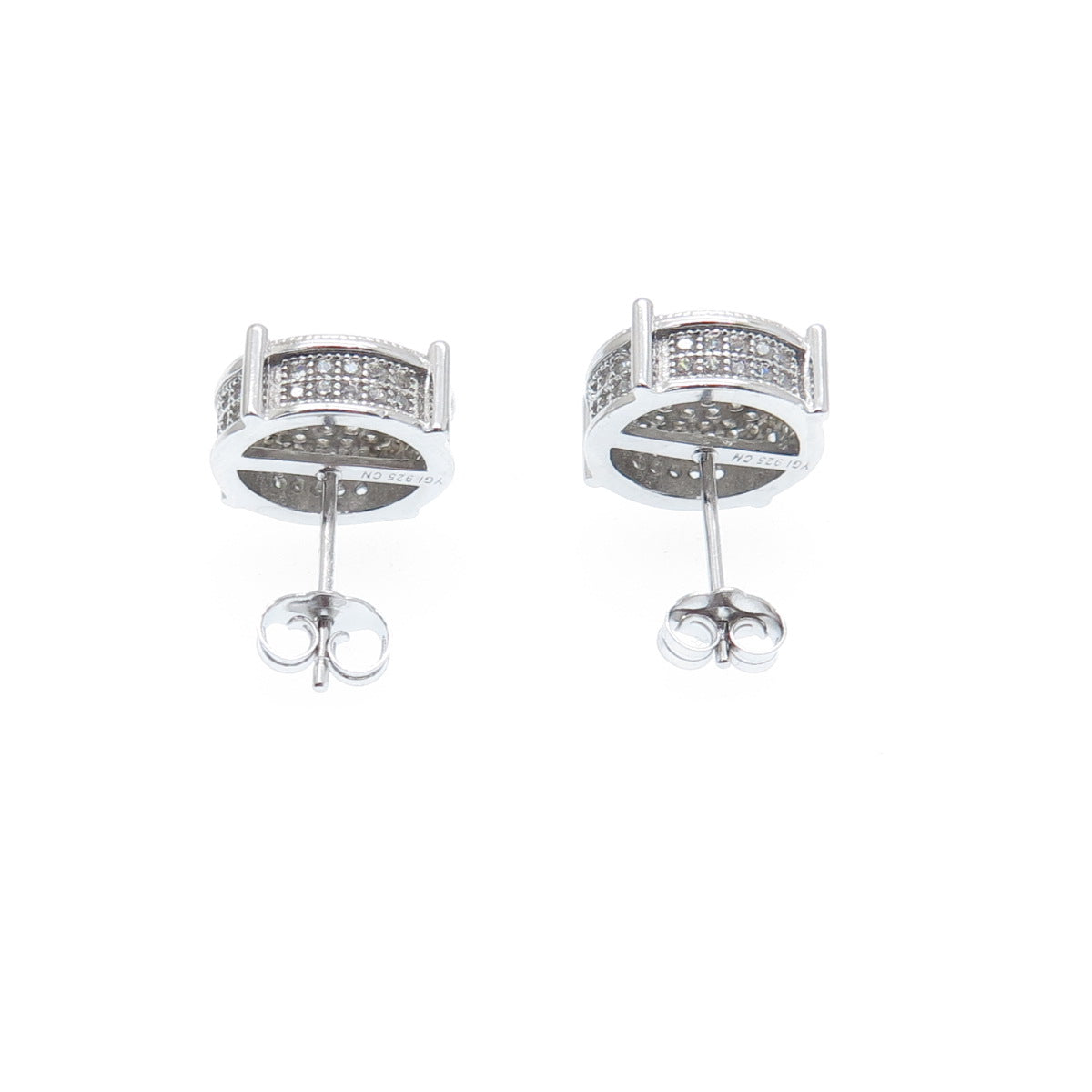 925 Sterling Silver Round-Cut C Z Sparkle Stud Earrings
