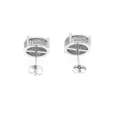 925 Sterling Silver Round-Cut C Z Sparkle Stud Earrings