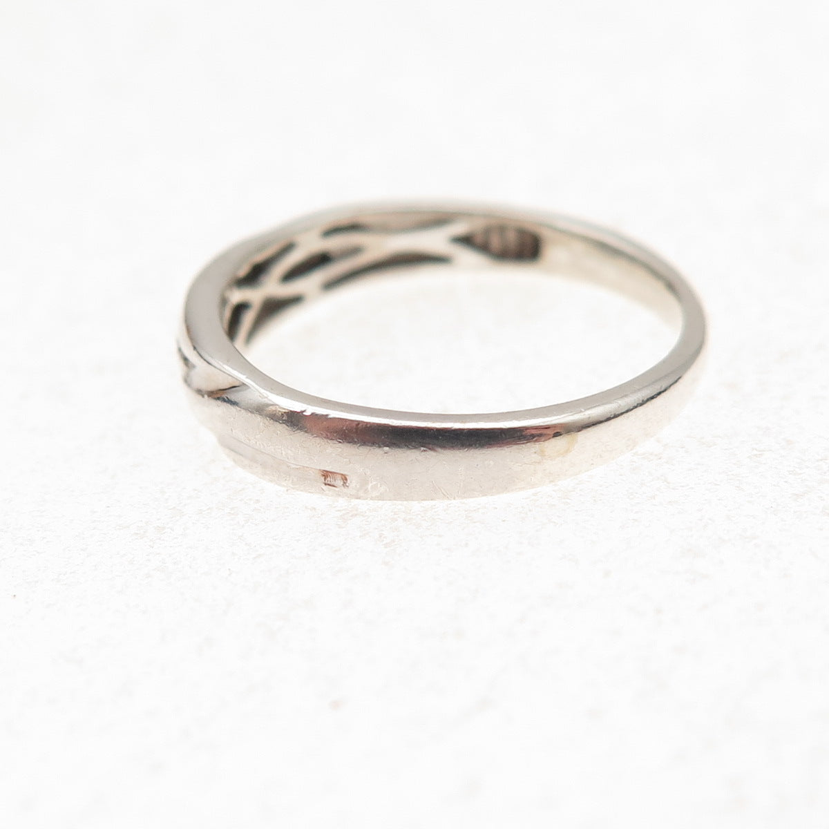 925 Sterling Silver Real Round-Cut Diamond Band Ring Size 5.25