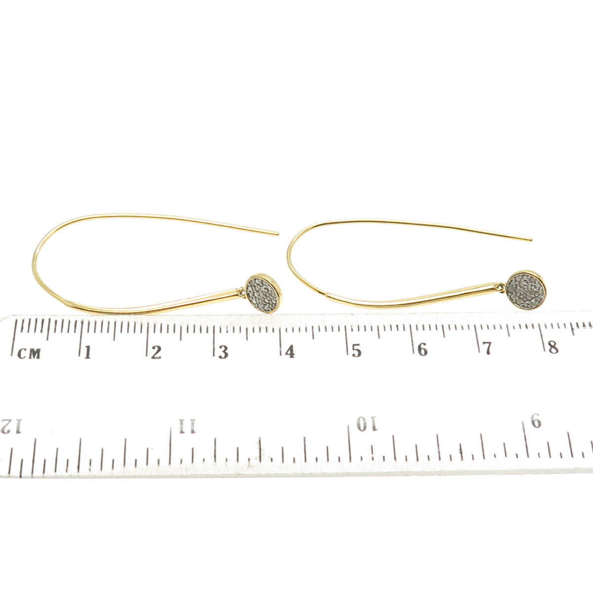 DBJ DEE BERKLE 925 Sterling Silver Gold Plated Real Diamond Hook Earrings