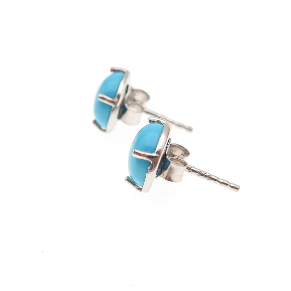 Chuck Clemency 925 Sterling Silver Real Sleeping Beauty Turquoise Stud Earrings