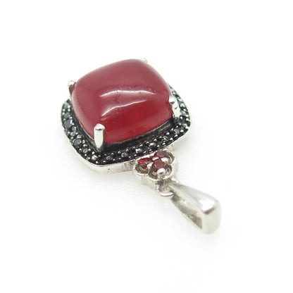 CHUCK CLEMENCY Sterling Silver Vintage Diamond Accent Carnelian Garnet Pendant