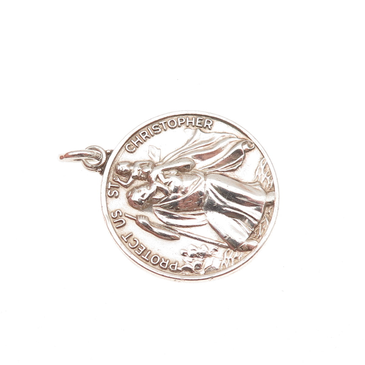 925 Sterling Silver Vintage St. Christopher Religious Medal Charm Pendant