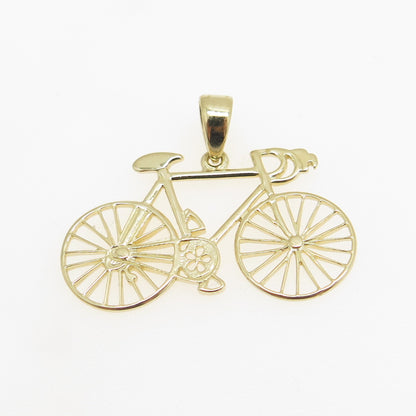 14K Yellow Gold Bicycle Charm Pendant