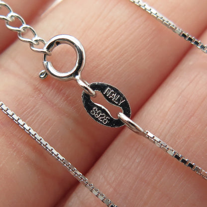 925 Sterling Silver Italy Swarovski Imperial-Crystal Box Chain Necklace 16-18"