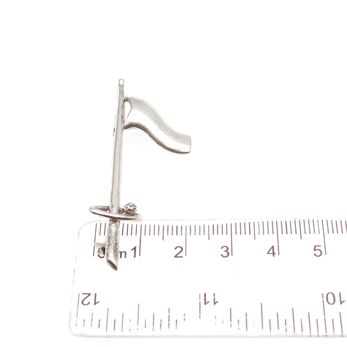 925 Sterling Silver Vintage Flagstick Golf Oxidized Pin Brooch / Pendant