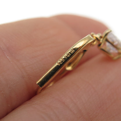 925 Sterling Silver Gold Plated Pear-Cut C Z Dangle Earrings