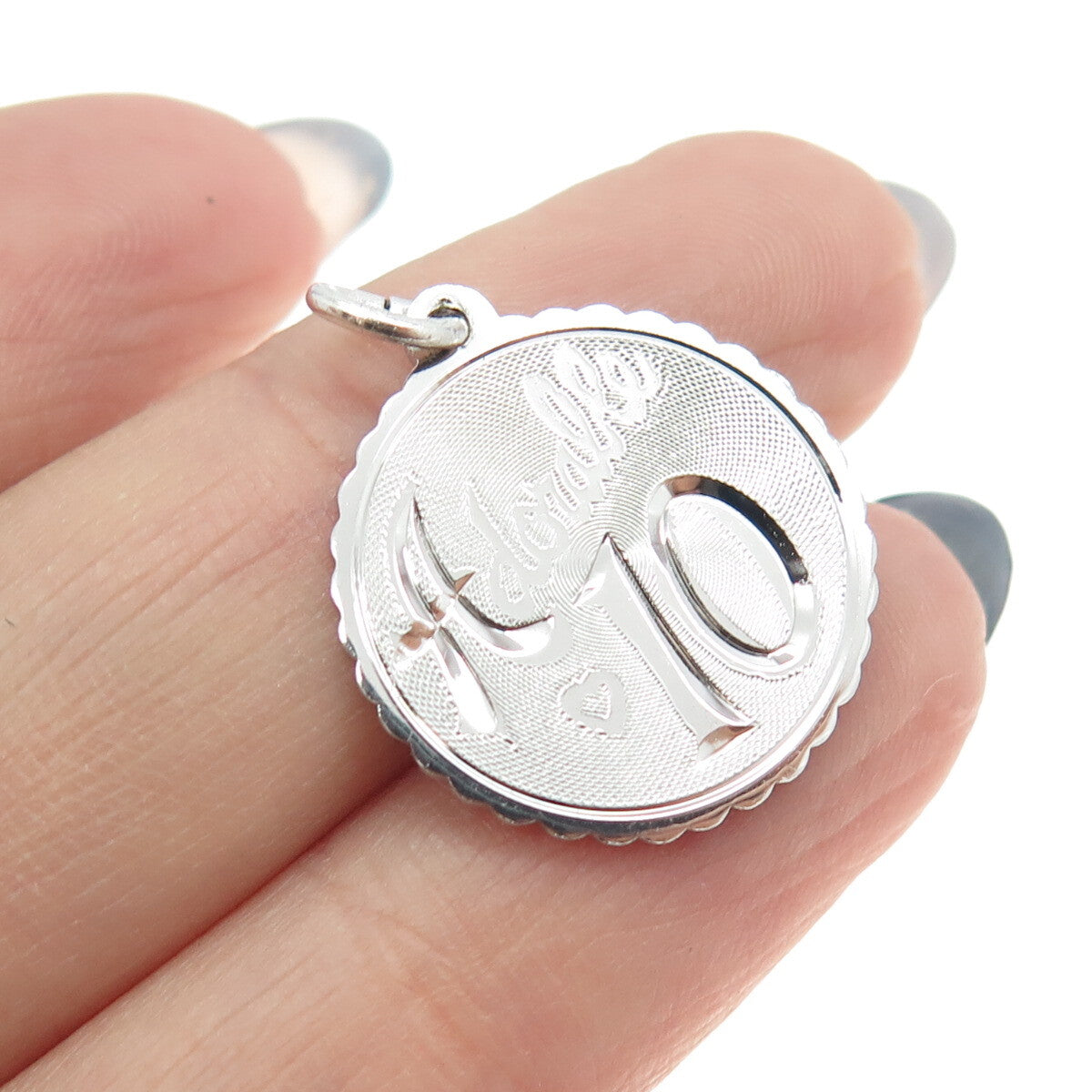 925 Sterling Silver Vintage "Adoralle 10" Charm Pendant
