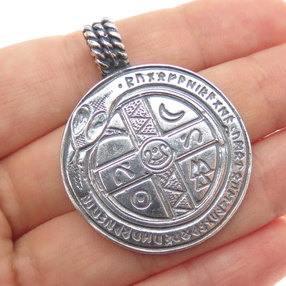 ALEN OLI 925 Sterling Silver Vintage Viking Snake Amulet Oxidized Pendant
