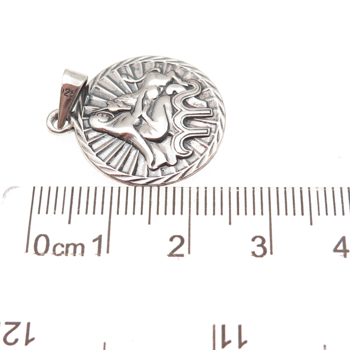 925 Sterling Silver Vintage Virgo Zodiac Sign Oxidized Charm Pendant