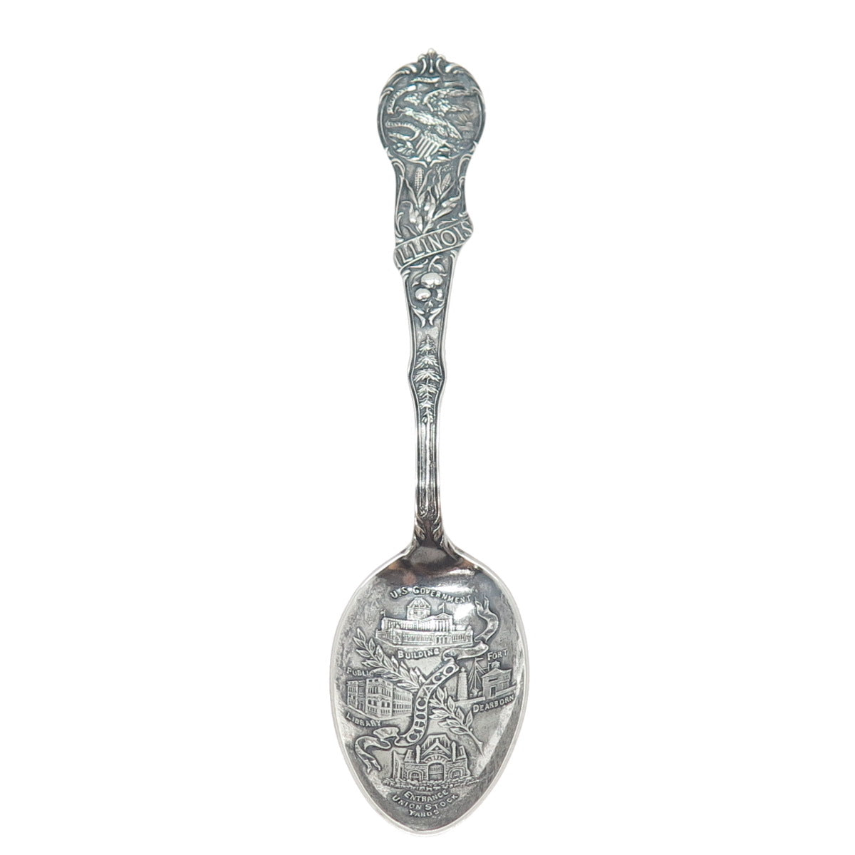 MECHANICS 925 Sterling Silver Antique Art Deco Chicago Illinois Coffee Spoon