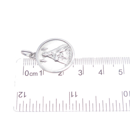 925 Sterling Silver Vintage 1976 Virgin of Copacabana Engraved Charm Pendant