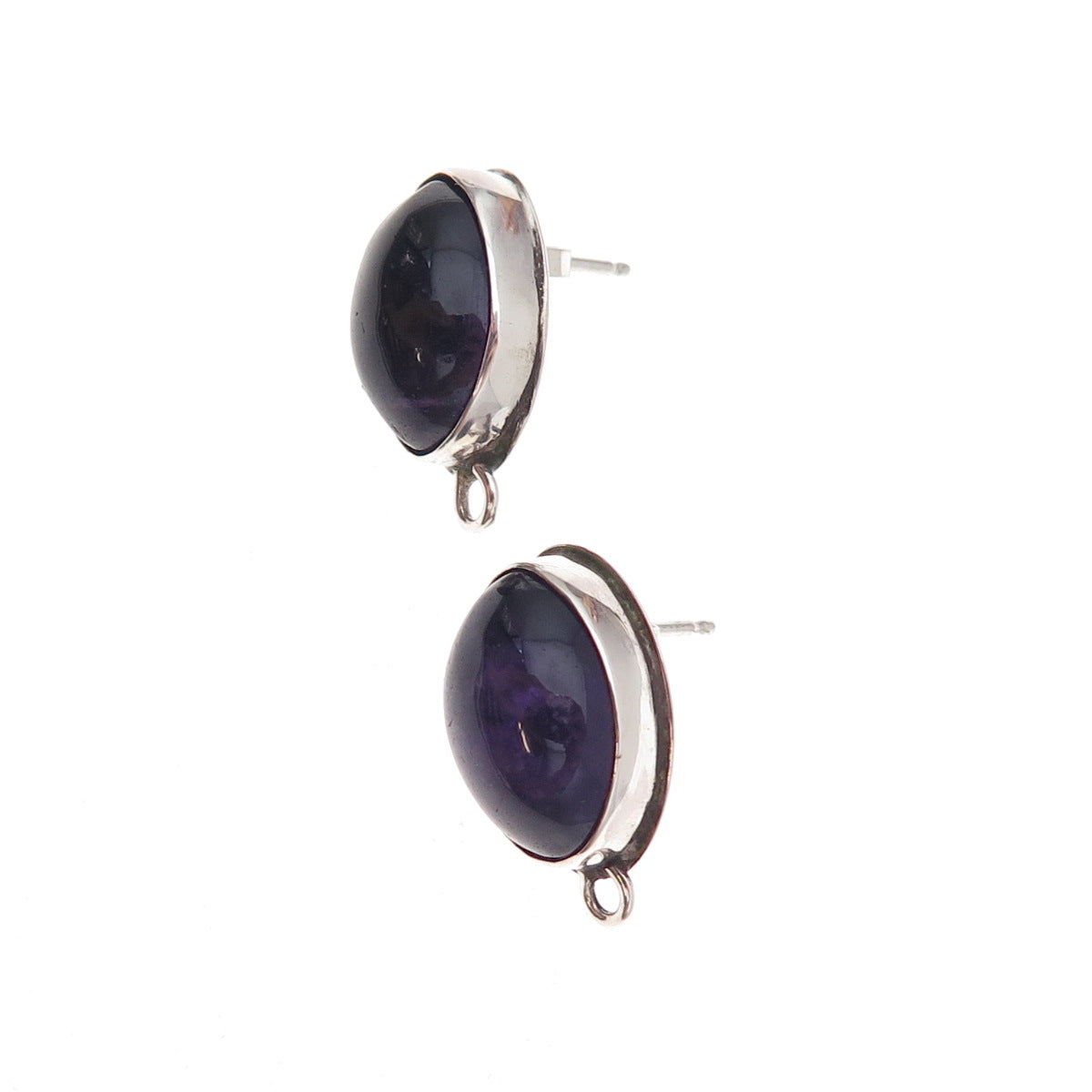 Lacy 925 Sterling Silver Vintage Real Amethyst Charm Holder Earrings