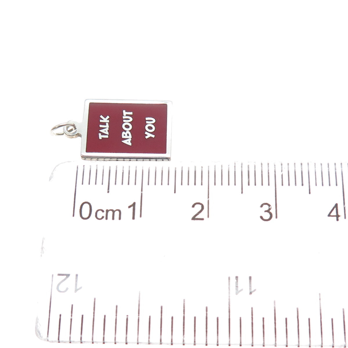 925 Sterling Silver Red Enamel Talk About You Minimalist Charm Pendant