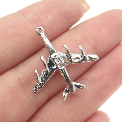 925 Sterling Silver Vintage Airplane Pendant