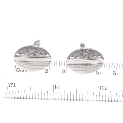 925 Sterling Silver Antique Art Deco Engraved Floral Cufflinks
