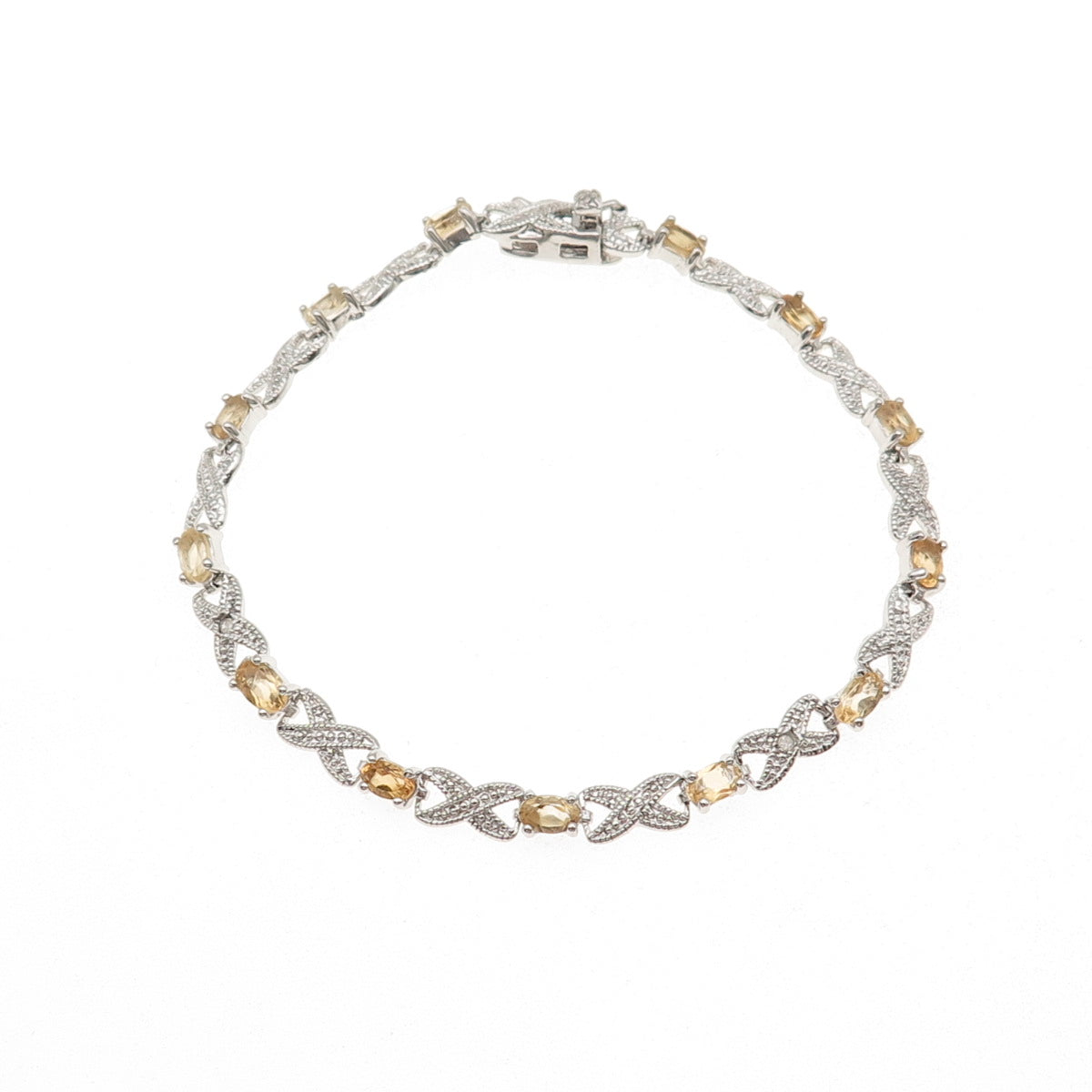 DBJ Dee Berkle 925 Sterling Real Diamond Accent Citrine Infinity Bracelet 7.25"