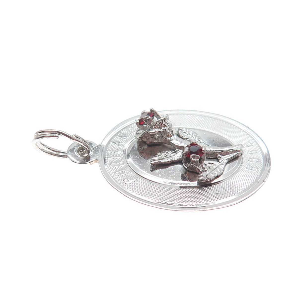 TOWN & COUNTRY Sterling Silver Vintage Rhinestone Portland Rose Charm Pendant