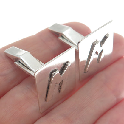 925 Sterling Silver Vintage Letter "M" Initial Cufflinks