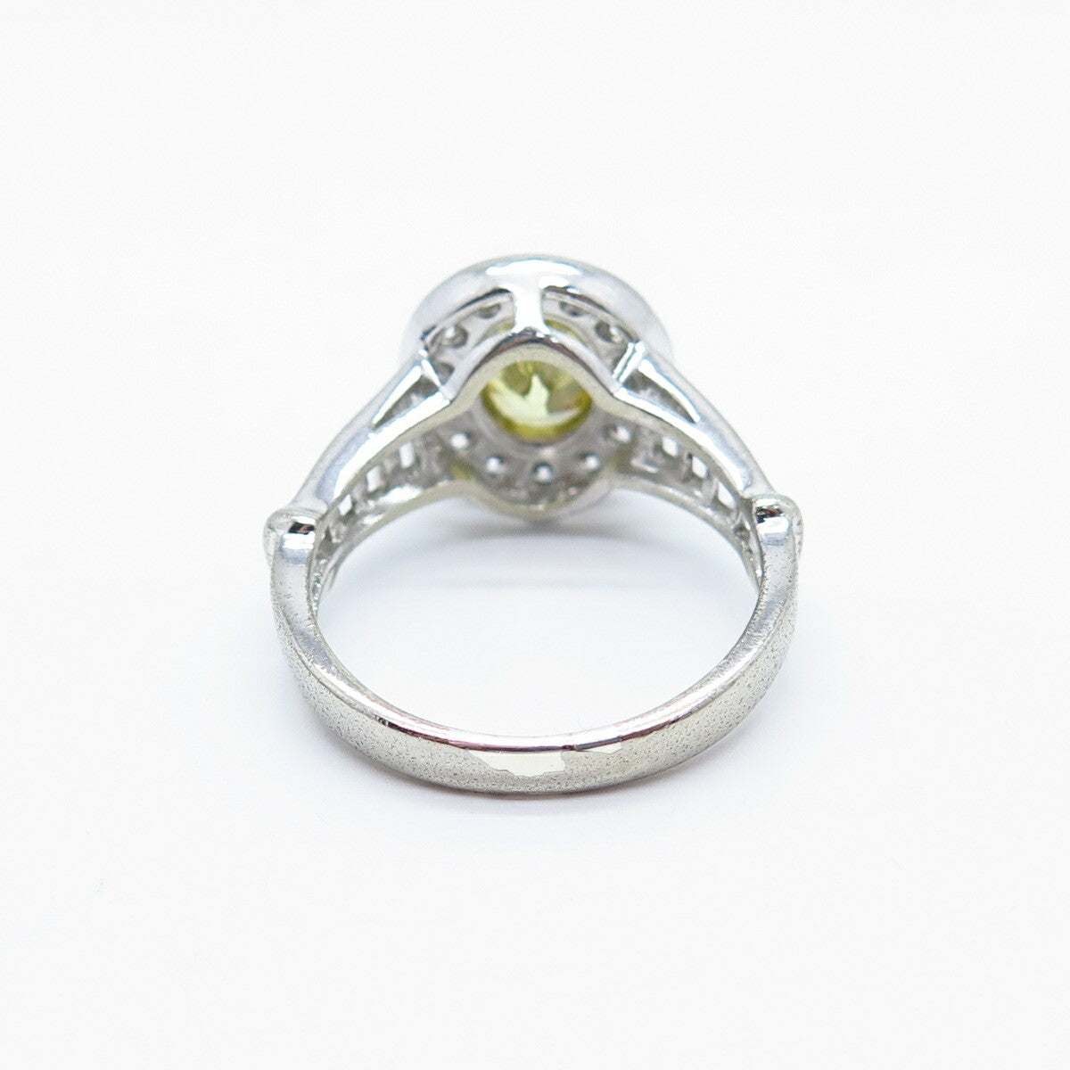 925 Sterling Silver White & Citrine-Tone C Z Ring Size 7.25