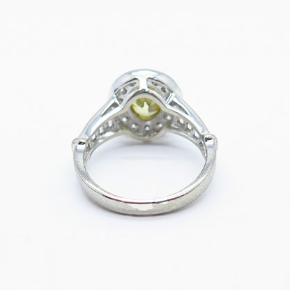 925 Sterling Silver White & Citrine-Tone C Z Ring Size 7.25