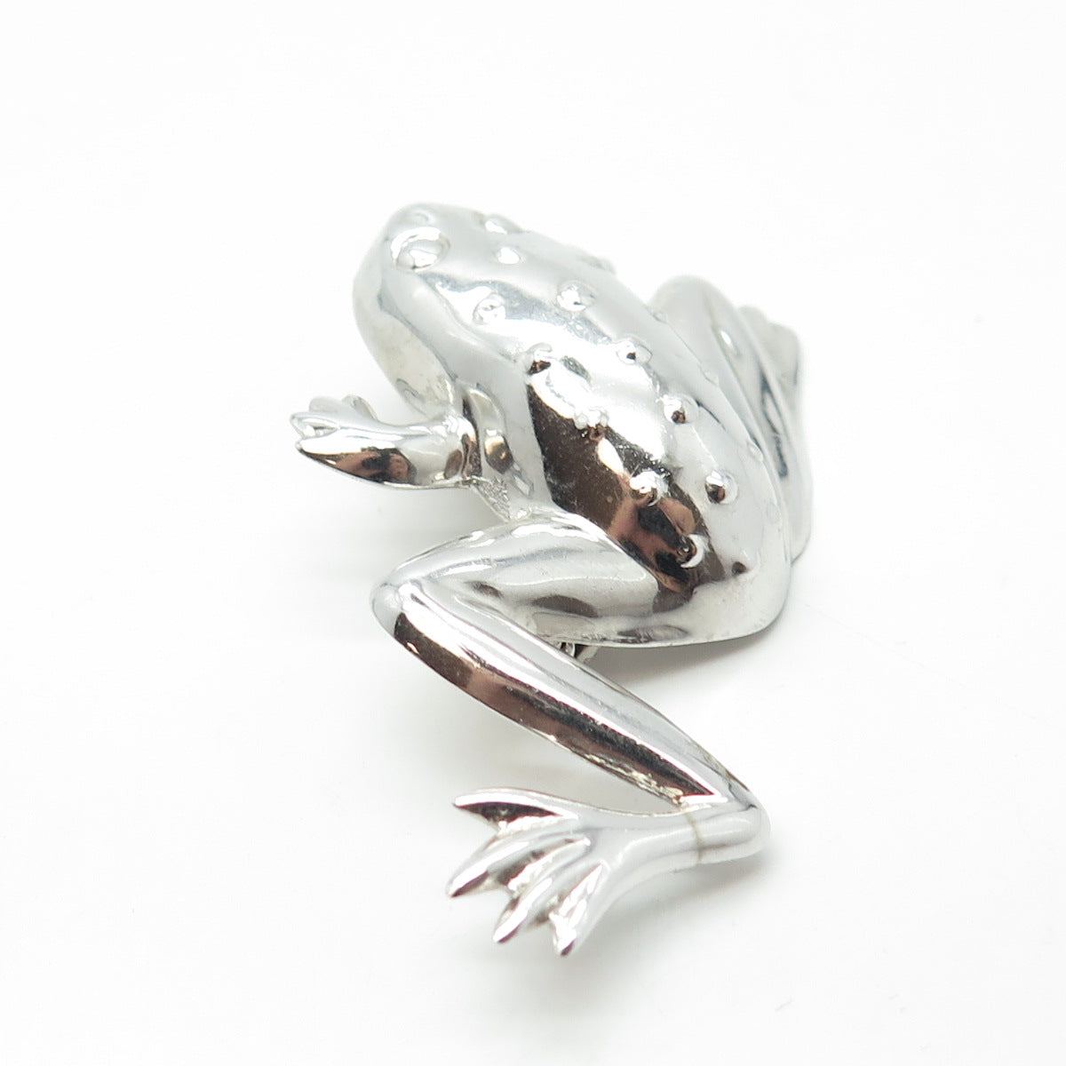 925 Sterling Silver Vintage Frog Good Luck Pin Brooch Pendant