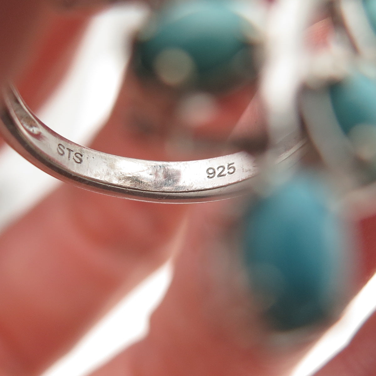 Chuck Clemency 925 Sterling Silver Real Turquoise Floral Bypass Ring Size 8
