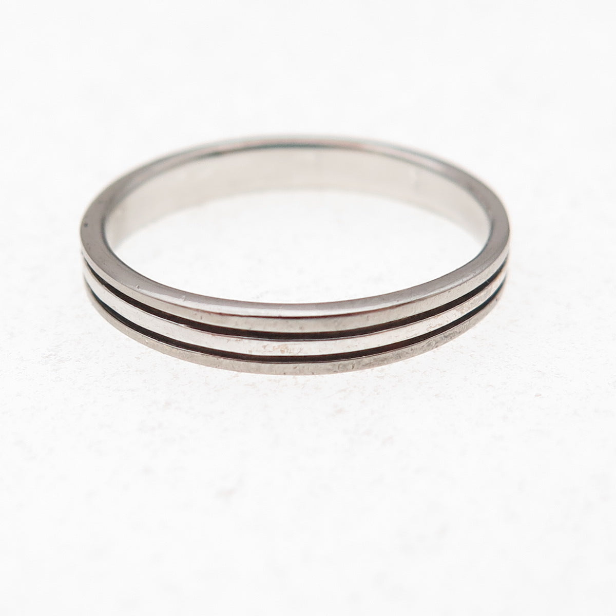 Charles Winston 925 Sterling Silver Vintage Lined Oxidized Band Ring Size 7