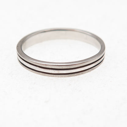 Charles Winston 925 Sterling Silver Vintage Lined Oxidized Band Ring Size 7